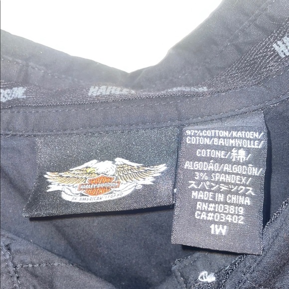 Harley-Davidson Casual Black and Orange Button Down Shirt - Picture 2 of 8